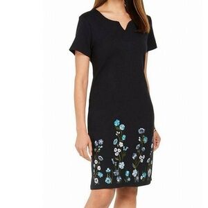 Karen Scott Black with flower embroidery Dress